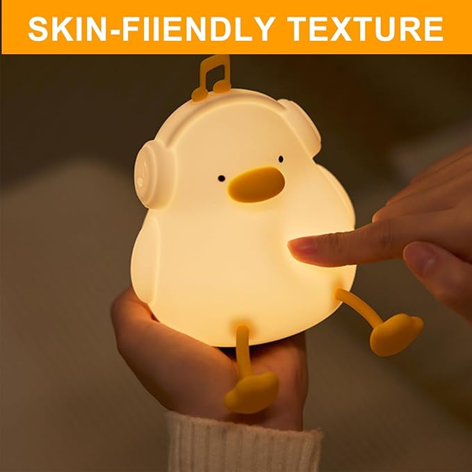 Duck Night Light, Squishy Silicone Nightlight for Baby Nursery with 30 Minutes Timer, Cute Duck Lamp Rechargeable Bedside Lamp with Touch Control for Kids Boys Girls Bedrooms, Living Room