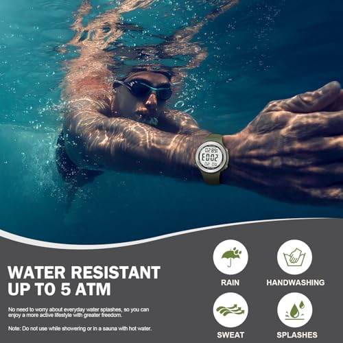 Hearkent Waterproof Pedometer Watch No APP with Light, Digital Display Step Counter Watch for Calories Seconds Alarm Step...