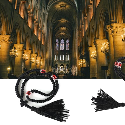 Handmade Orthodox Prayer Rope 100 Knots with Red Bead,Prayer Beads Christian Greek Komboskoini Chotki,Greek Orthodox Cross...