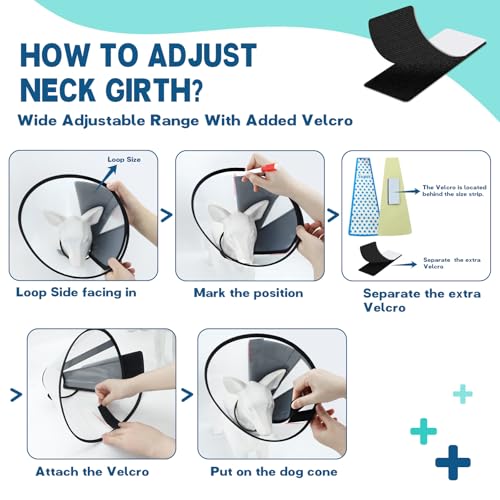Supet Dog Cone Collar Adjustable After Surgery, Comfortable Pet Recovery Collar & Cone for Large Medium Small Dogs, Elizab...