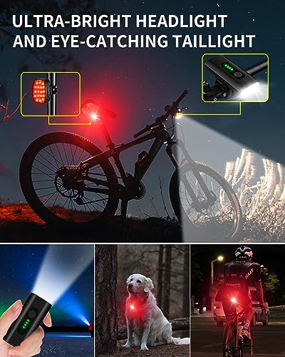 DARKBEAM Bike Headlight Rechargeable USB-C, Bicycle Lights 4000LM Ultra Bright, Mountain Bike Light Set for Night Riding, ...