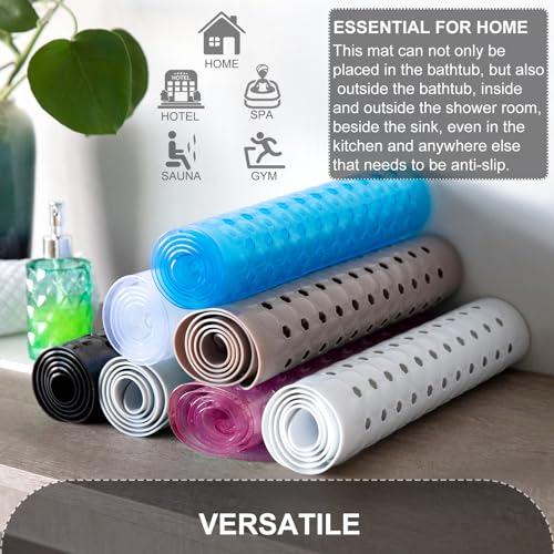 TEESHLY Bath Tub and Shower Mats, Non Slip 40 x 16 Inch Extra Long Bathtub Mat, Machine Washable Bathmat with Drain Holes,...