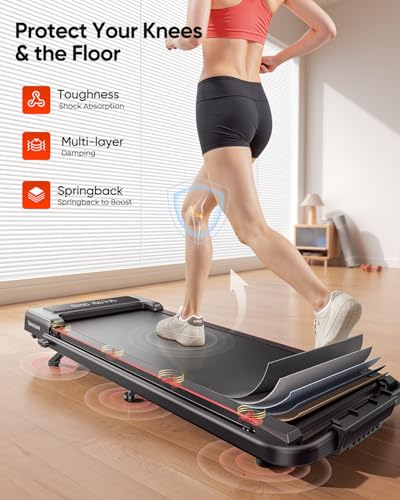 TOPUTURE 4 in 1 Walking Pad Treadmill with Incline and Handle, 2.5HP with Dual Display and Mute Control, Foldable Under De...