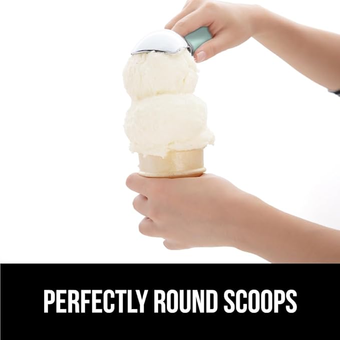 GORILLA GRIP BPA-Free Heavy Duty Ice Cream Scoop, Comfortable Ergonomic Handle, Professional Grade Scooper for Perfect Round Scoops, Spoon Frozen Hard Gelato, Sorbet, Cookie Dough, Kitchen Tool, Mint