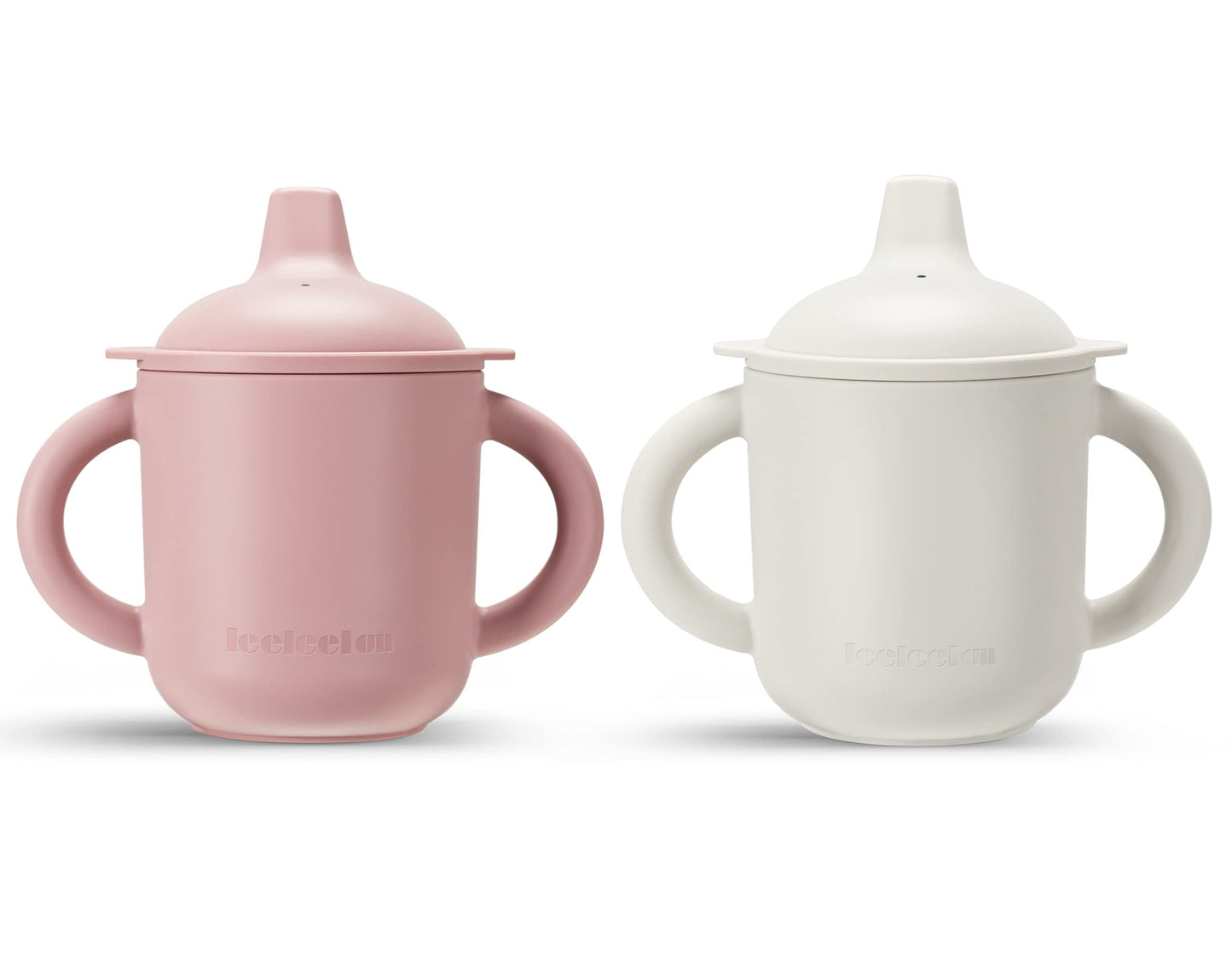 Leeleelon® Silicone Sippy Cups for Baby, Leak-Proof Sippy Cups for Baby & Toddler with Handles, Soft Spout Sippy Cup for Infants, 6+ Months, 6oz/180ml (Pack of 2)