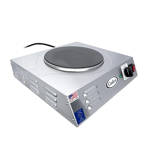 Cadco LKR-220 Countertop Heavy Duty Cast Iron 220-Volt Hot Plate, Stainless Steel, For Commercial Use,18 lbs