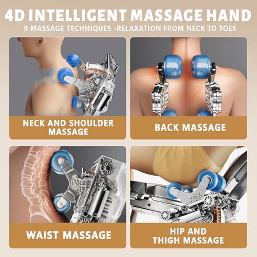 HealthRelife 4D Massage Chair Full Body Zero Gravity Recliner - 55“ SL-Track,15 Auto Modes,11 Massage Technique,40 Airbags...