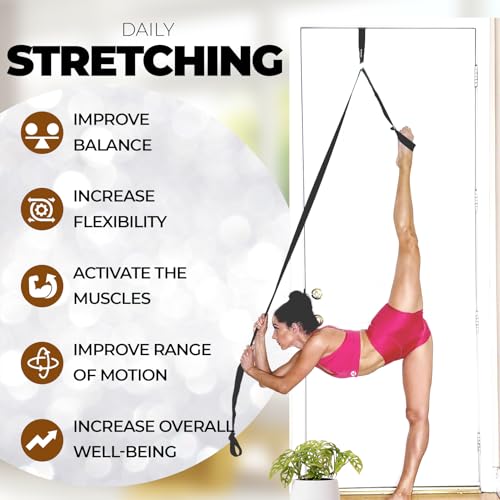 Pilates Stretching Strap with Door Anchor - Flexibility Equipment for Pilates Practitioners - Ideal for Improving Leg Flex...