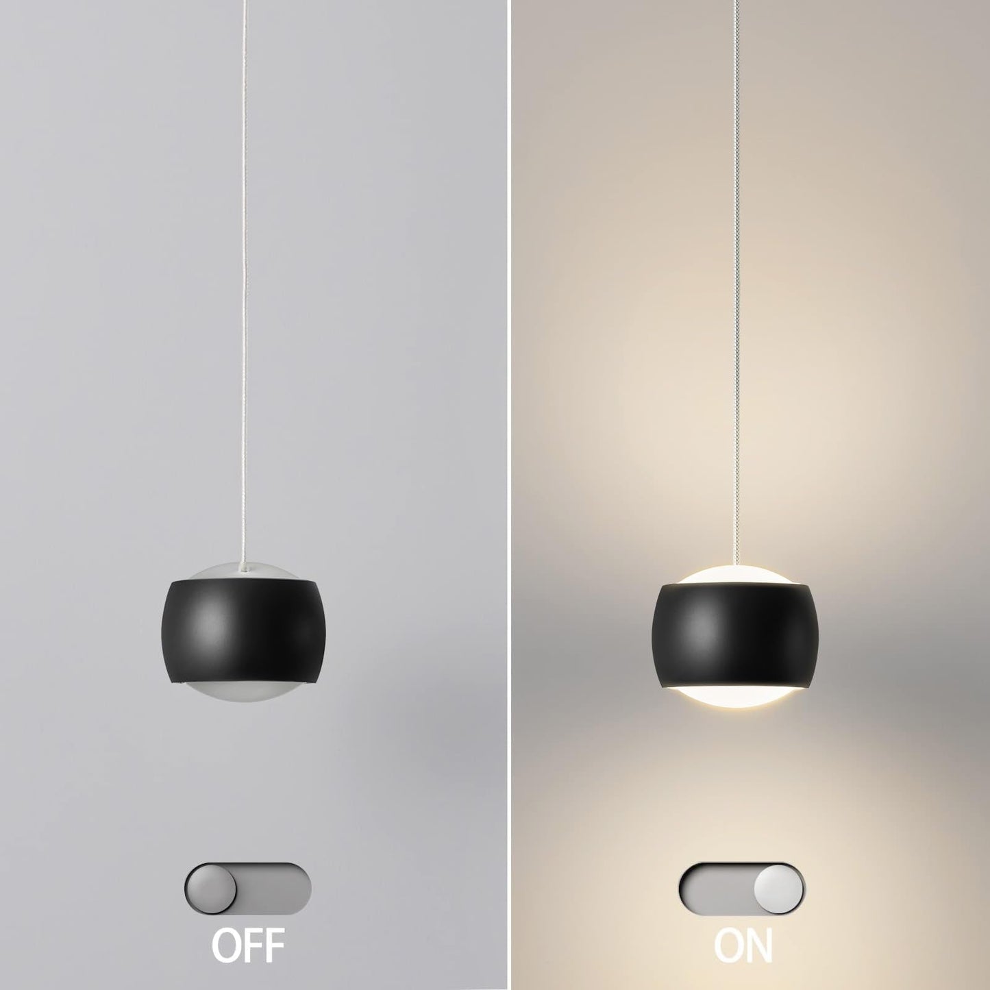 Adcthome Modern Led Dimmable Pendant Light Fixtures Mini Island Pendant Lighting For Kitchen Island Dinning Room Bedroom Bar  Kitchen Island Ceiling Hanging Light Fixtures(Black-2-Pack)