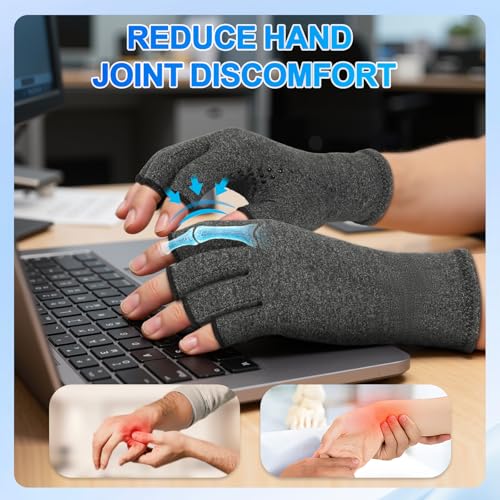 DRNAIETY 2 Pairs Arthritis Compression Gloves- for Hand Arthritis, Carpal Tunnel Pain, Rheumatoid Arthritis, RSI, Fingerle...