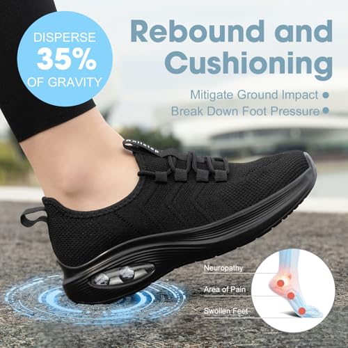 Rollstep Wide Toe Box Shoes Women Extra Wide Width Sneakers Air Cushion Road Running Shoes Ultra Light Tennis Gym Workout ...