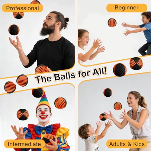 Hokoad 6 Packs Juggling Balls for Beginners and Professional, Weighted Juggle Balls with 2 Storage Bags, Juggling Bean Bag...