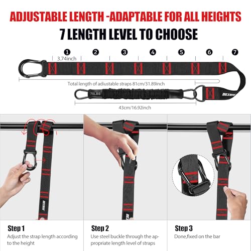 Pull Up Assistance Bands 260lbs, Heavy Pull Up Bands Resistance Bands for Pull Ups Working Out with Feet Rest, Pull Up Bar...