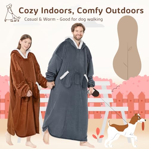 L'AGRATY Oversized Wearable Blanket Hoodie for Adults: Oversized Sherpa Fleece Hoodie Blankets with Giant Hood Pocket for ...