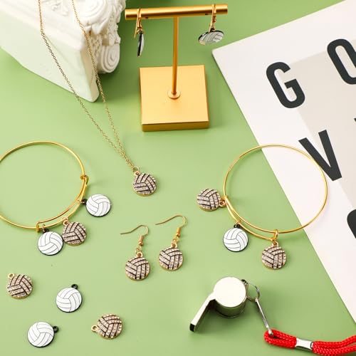 MARFOREVER Sports Charms, 40 Pcs/20 Pairs Volleyball Charms for Jewelry Making, Rhinestone Ball Game Enamel Charm Pendants...