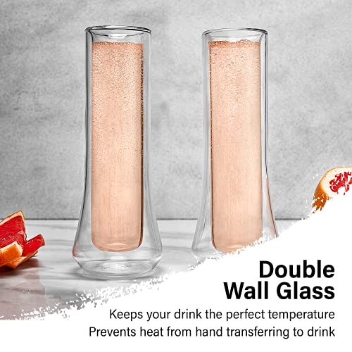 JoyJolt Cosmo Double Wall Stemless Champagne Flutes – Set of 2 Mimosa Glasses, Ideal for Weddings, or Bridal Showers – Che...