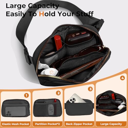 Cwualo Belt Bag Zipper Fanny Pack Crossbody Bags for Women,Fashion Nylon Waist Packs, Water Repellent Two Way wear with Ad...