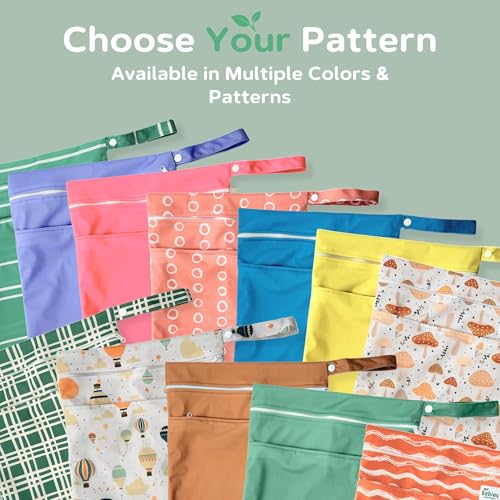 Babies Beginning 2-Pack Wet Bags – Waterproof Travel Bags for Cloth Diapers, Baby Essentials & Swimwear – Reusable Wet Dry...