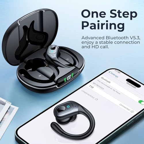 occiam Active Noise Cancelling Earbuds Wireless Bluetooth Headphones Ear Buds 90Hrs Playback Stereo Bass Earphones with Mi...