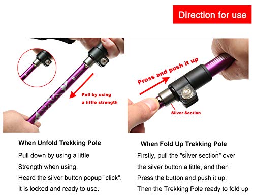 A ALAFEN Aluminum Collapsible Ultralight Travel Trekking Hiking Pole for Men and Women (Fits 5'3" - 6'2")