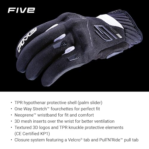 FIVE GLOVES RS3 Evo Motorcycle Gloves for Men, Urban Riding Gloves for Motorcycle, Scooter and More – Black, Black-Red and...