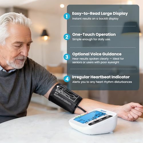 Maynovia Upper Arm Blood Pressure Monitor with Wide Cuff, Automatic Digital BP Machine for Home Use, Voice Broadcast, Larg...