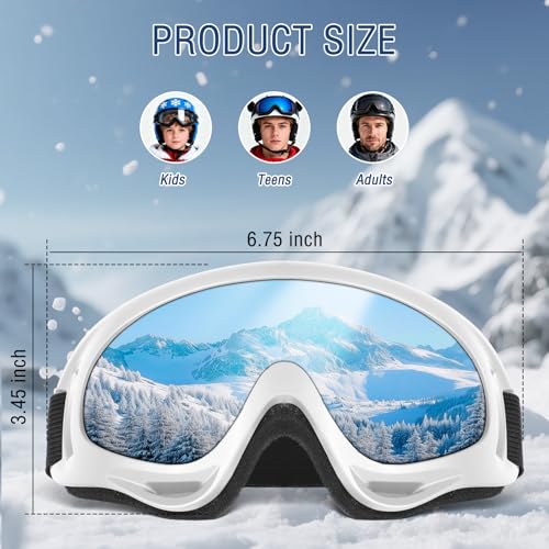 OXG Ski Snowboard Goggles for Men Women, UV Protection Ski Snow Goggles for Kids Youth Adult