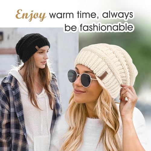 FURTALK Winter Hats for Women Fleece Lined Knit Beanie Hats Slouchy Warm Beanies Ski Skull Cap