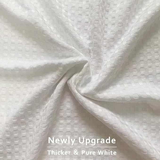 MIYE Pleated Waffle Weave Bed Skirt, Tailored Dust Ruffle 22 Inch Drop Easy Fit, Machine Washable (White,Cal King - 22" Drop)