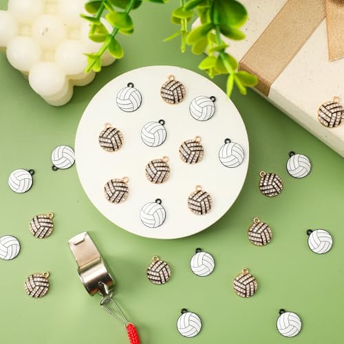 MARFOREVER Sports Charms, 40 Pcs/20 Pairs Volleyball Charms for Jewelry Making, Rhinestone Ball Game Enamel Charm Pendants...