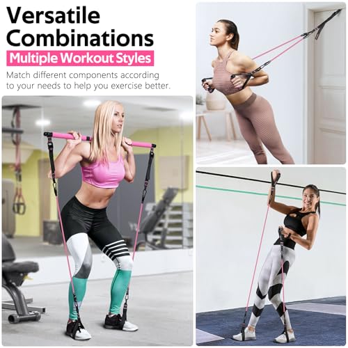 Pilates Bar Kit with Resistance Bands, Multifunctional Pilates Bar for Women & Men with Heavy-Duty Metal Adjustment Buckl...
