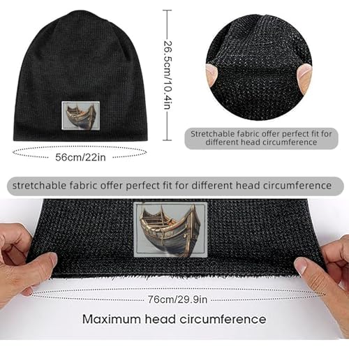 Old Viking Boats Print Lightweight Waffle Pullover Hat Men Women Winter Headwear Outdoor Camping Travel