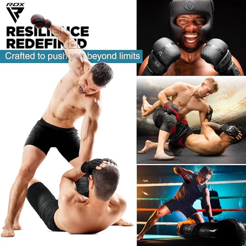 RDX MMA Gloves Sparring Grappling, Hybrid Open Palm Martial Arts Mitts Men Women, Maya Hide Leather Wrist Support, Cage Fi...