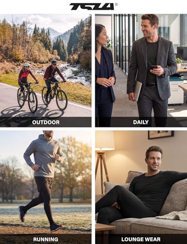 TSLA Men's Thermal Underwear Set, Microfiber Soft Fleece Lined Long Johns, Winter Warm Base Layer Top & Bottom