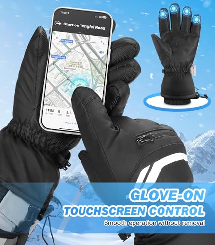 MoKo Winter Waterproof Thermal Gloves Men Women, Cold Weather Windproof Warm Gloves Ski Snow, 3M Thinsulate with Touchscre...