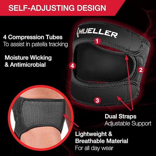 MUELLER Sports Medicine Adjustable Max Knee Single Strap for Men and Women, Compression & Pain Relief Support for Osgood-S...