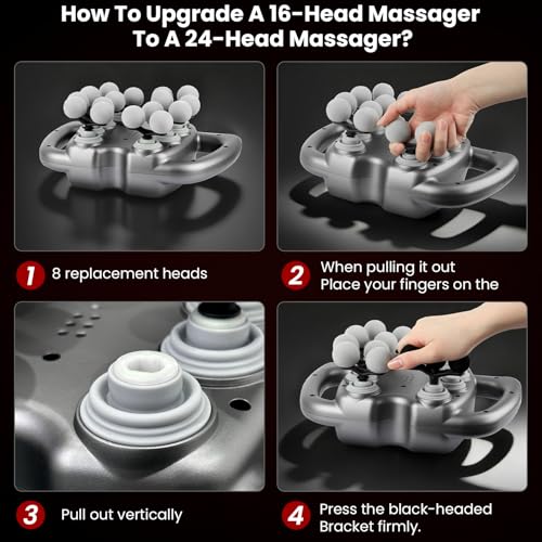 AKALOL Massage Gun, 2IN1 24 & 16 Head Multi Massager Gun Deep Tissue with Red Light, 9 Modes 30 Intensity Levels, Cordless...