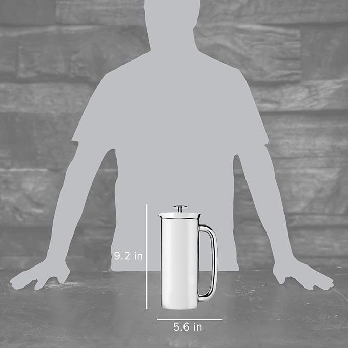 ESPRO P7 Polished French Press Stainless Steel 304 – Patented Double Walled Micro-Filter Insulated French Press Coffee Maker, Grit-Free Brew - Heat Resistant BPA Free (18oz)