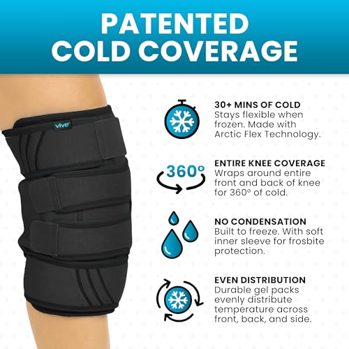 Vive Knee Ice Pack Wrap - Cold/Hot Gel Compression Brace - Heat Support Strap for Arthritis Pain, Tendonitis, ACL, Athleti...
