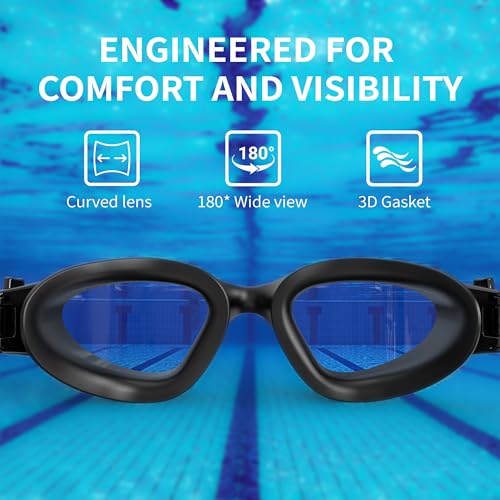 H20VIZ Swimming Goggles | Polarised, Anti-Fog, UV400 Protection, Anti-Leak, Includes Pro Swim Ear Plugs | Men Women Teens