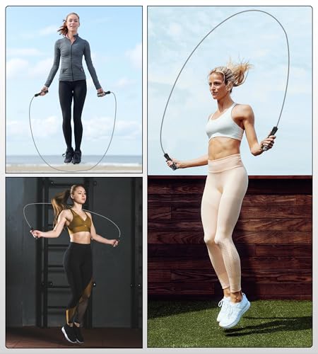 CRHOEIQ Jump Rope for Women Men, Fitness Jumprope for Women Workout, Adjustable Adult Exercise Skipping Rope