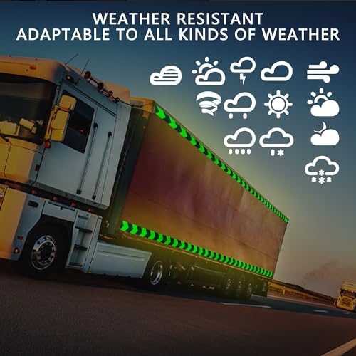 SWRT 2 Inch X 30 FT Reflective Tape Outdoor Waterproof Black & Green Reflective Tape Heavy Duty Strong Adhesive Hazard Caution Safety Warning Tape Reflector Conspicuity Tape for Trailer
