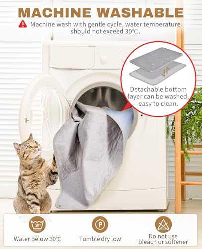 Fostanfly Cat Litter Mat - Extra Large XL 45"x 27" Cat Litter Trapping Mat, Machine Washable Double Layer Design, Urine & ...