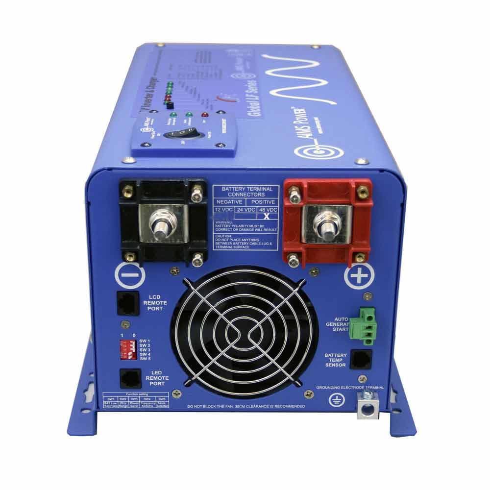 Aims Power 2000 Watt Pure Sine Inverter Charger 120 Vac Single Phase 48 Vdc, 6000W Surge For 20 Seconds -3X Surge Capability, Ba