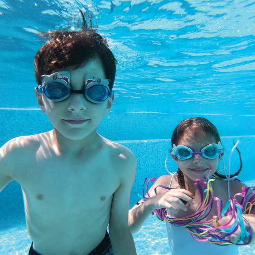 Tsctswk 2 Pack Kids Swim Goggles No Leaking Anti Fog Waterproof Adjustable Goggles for Kids Ages 2-12 Toddler Boys Grils