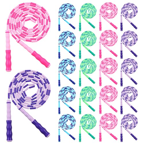 20 Pack 9.2 Feet Jump Ropes, Adjustable Length Soft Beaded Segmented Skipping Rope Tangle-Free for Adults Women Men Workou...
