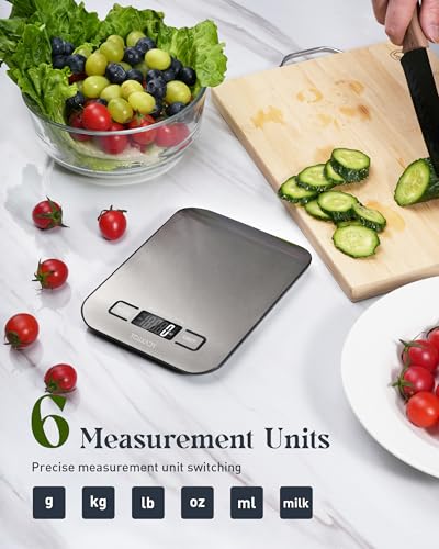 Tcsxady Food Scale, 11lb Digital Kitchen Scale with 6 Units LCD Display and Tare Function,Compact Design for Baking,Health...