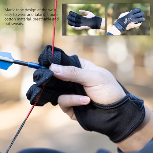 Prespollw Archery Glove Three-Finger Guard – Protective Shooting Glove for Men & Women, Ideal for Recurve & Compound Bow H...