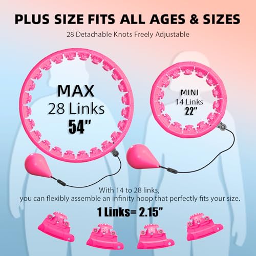 Argvsde Weighted Hula Infinity Fitness Hoop for Adult Weight Loss, 2 in 1 Smart Fitness Workout Hula Circle Hoops with 28 ...