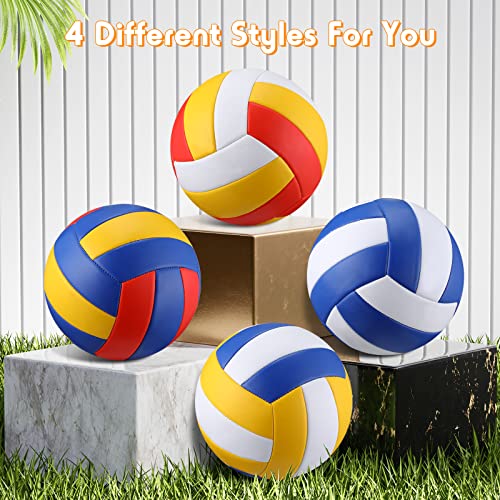 HyDren 4 Pack Outdoor Volleyball with Pump, Recreational Beach Volleyball Bulk for Beginners, Competitive, Recreational Pl...